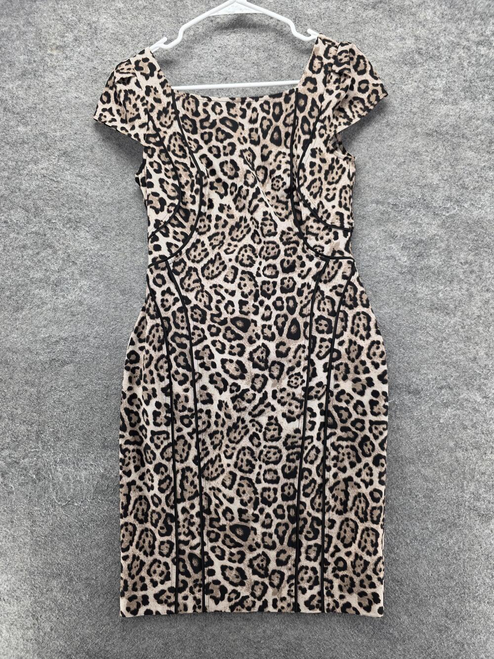 Victoria's Secret Dress Womens 4 Beige Animal Print Bodycon Pencil Square Neck
